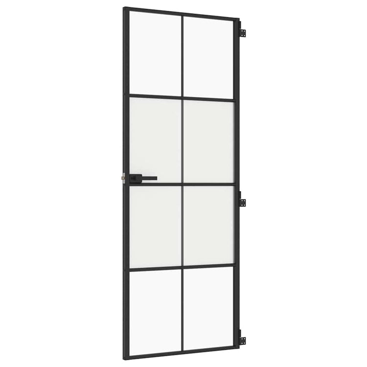 Vidaxx porte intérieure étroite 76x201,5 cm verre trempé et aluminium noir