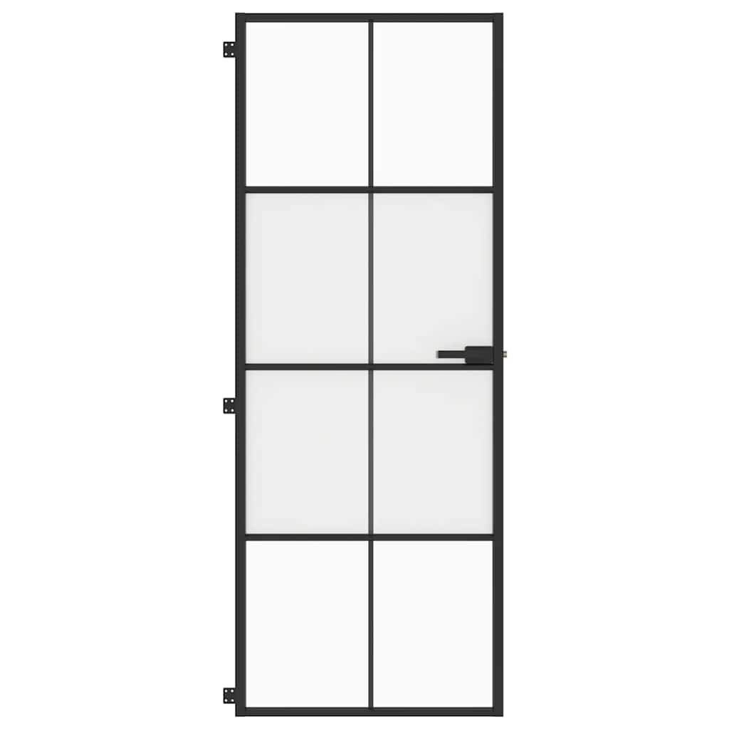 Vidaxx porte intérieure étroite 76x201,5 cm verre trempé et aluminium noir