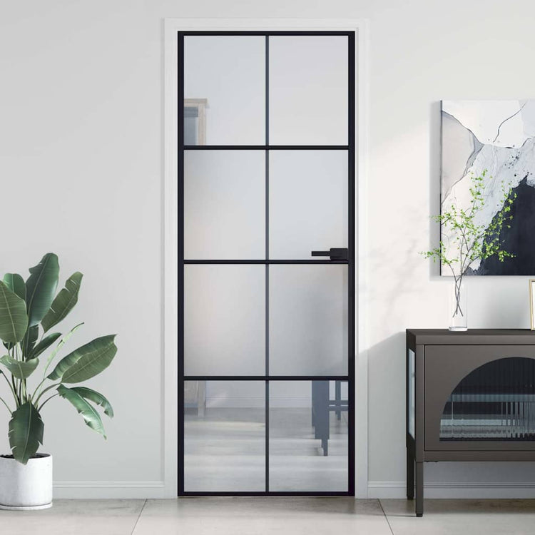 Vidaxx porte intérieure étroite 76x201,5 cm verre trempé et aluminium noir