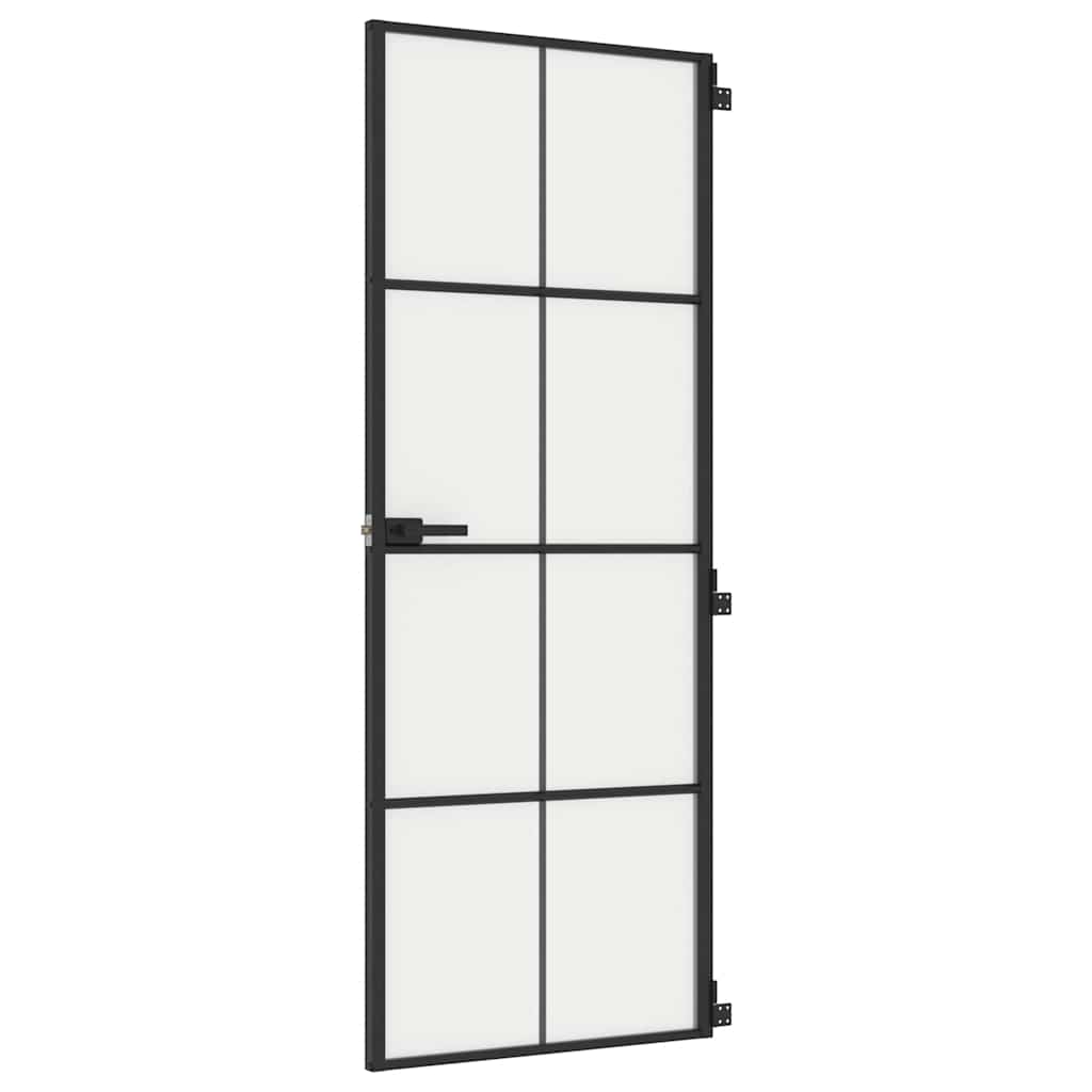 Vidaxx porte intérieure étroite 76x201,5 cm verre trempé et aluminium noir
