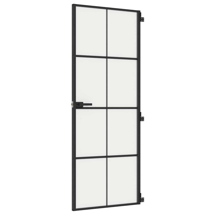 Vidaxx porte intérieure étroite 76x201,5 cm verre trempé et aluminium noir
