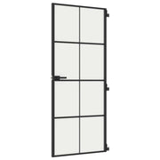 Vidaxl Porte intérieure étroite 83x201,5 cm Verre durcie et noir en aluminium - afbeelding 2