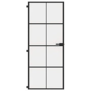 Vidaxl Porte intérieure étroite 83x201,5 cm Verre durcie et noir en aluminium - afbeelding 3
