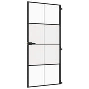 Vidaxl Porte intérieure étroite 93x201,5 cm Verre durcie et noir en aluminium - afbeelding 2