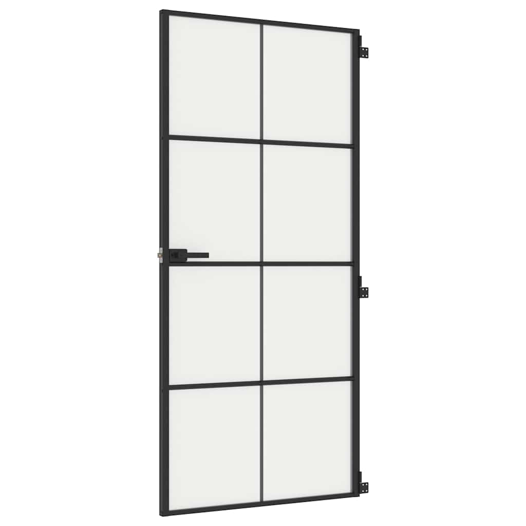Vidaxl Porte intérieure étroite 93x201,5 cm Verre durcie et noir en aluminium