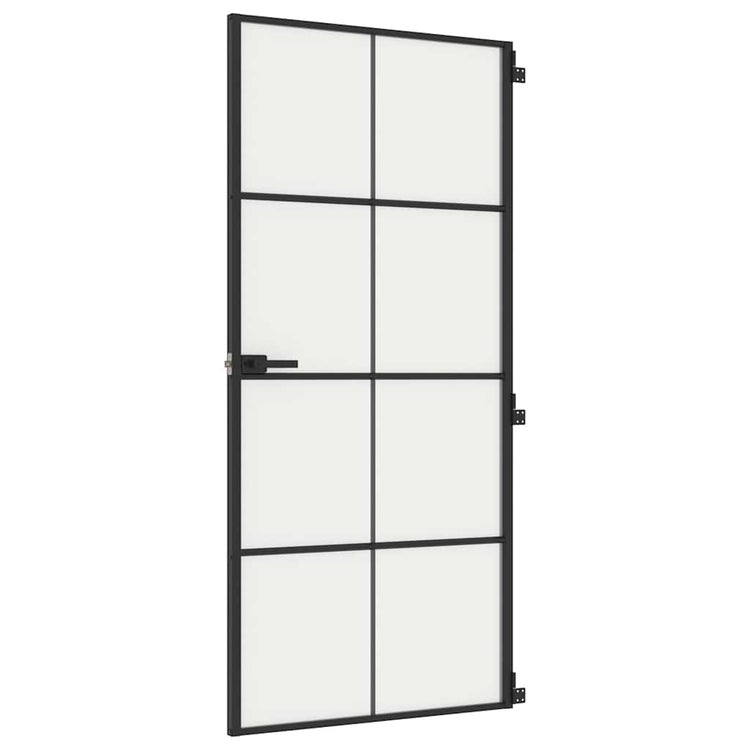 Vidaxl Porte intérieure étroite 93x201,5 cm Verre durcie et noir en aluminium