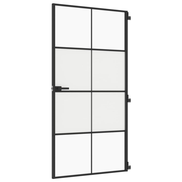 Vidaxl Porte intérieure étroite 102.5x201,5 cm Verre durcie et noir en aluminium