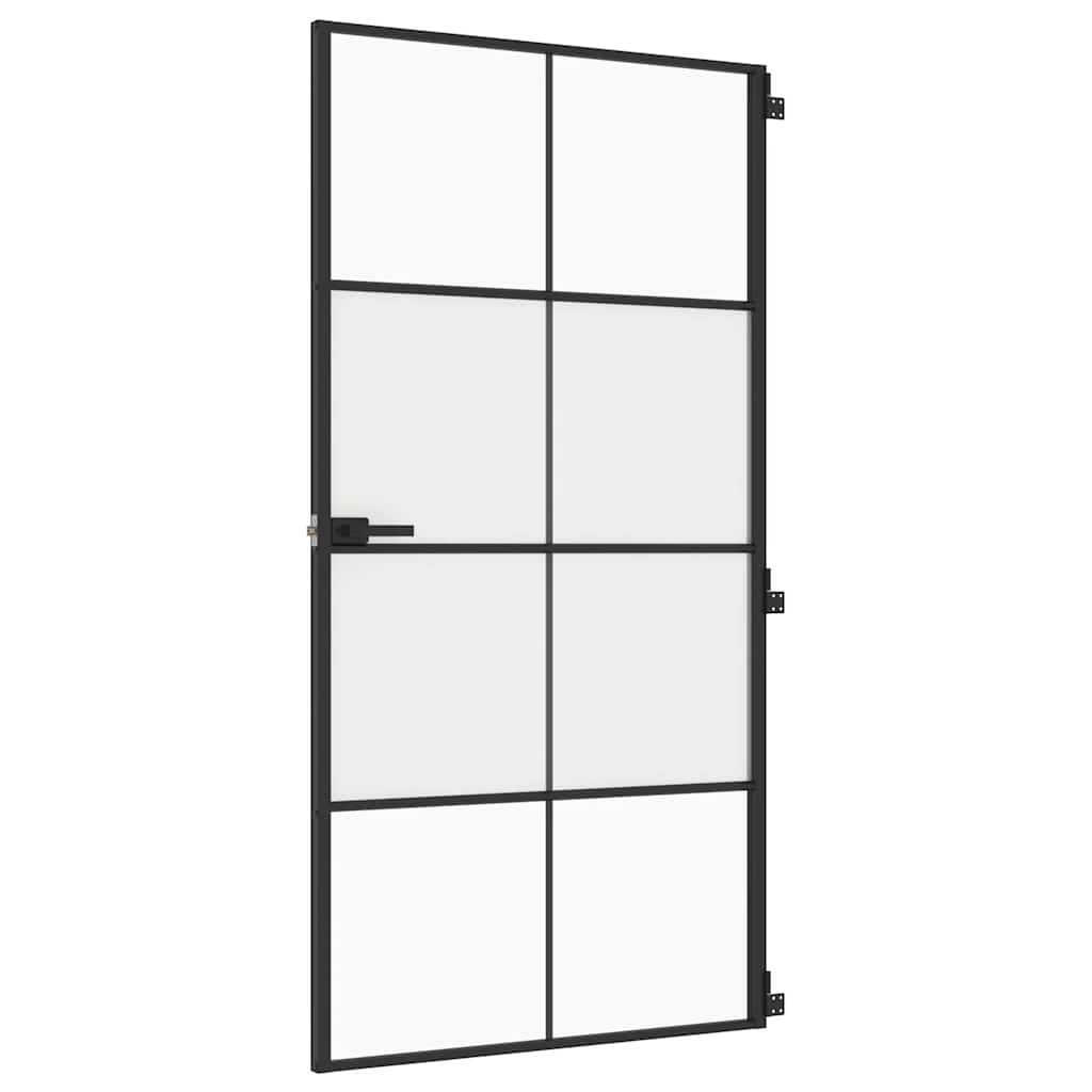 Vidaxx porte intérieure étroite 102,5x201,5 cm verre trempé et aluminium noir