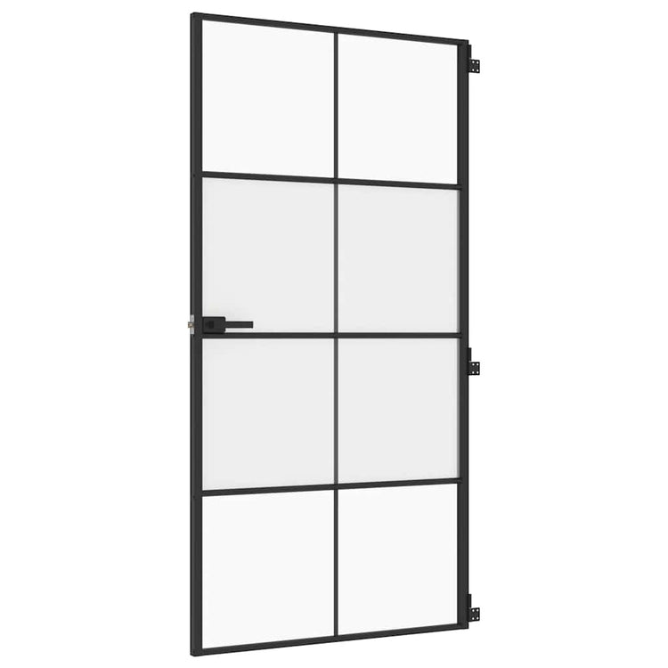 Vidaxx porte intérieure étroite 102,5x201,5 cm verre trempé et aluminium noir