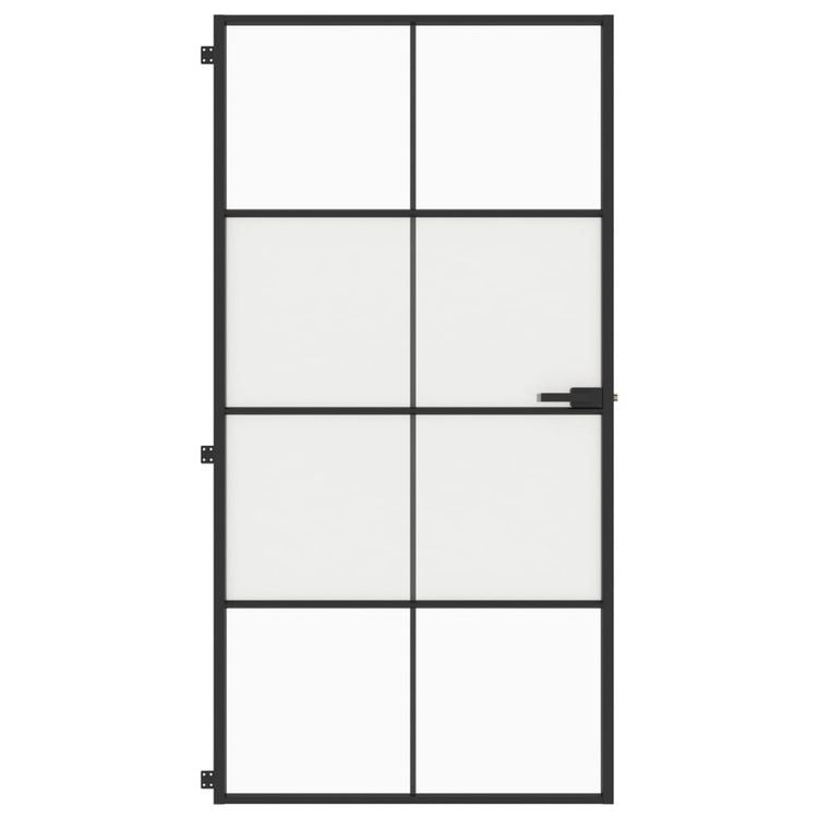 Vidaxl Porte intérieure étroite 102.5x201,5 cm Verre durcie et noir en aluminium