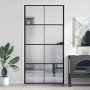 Vidaxl Porte intérieure étroite 102.5x201,5 cm Verre durcie et noir en aluminium - afbeelding 1