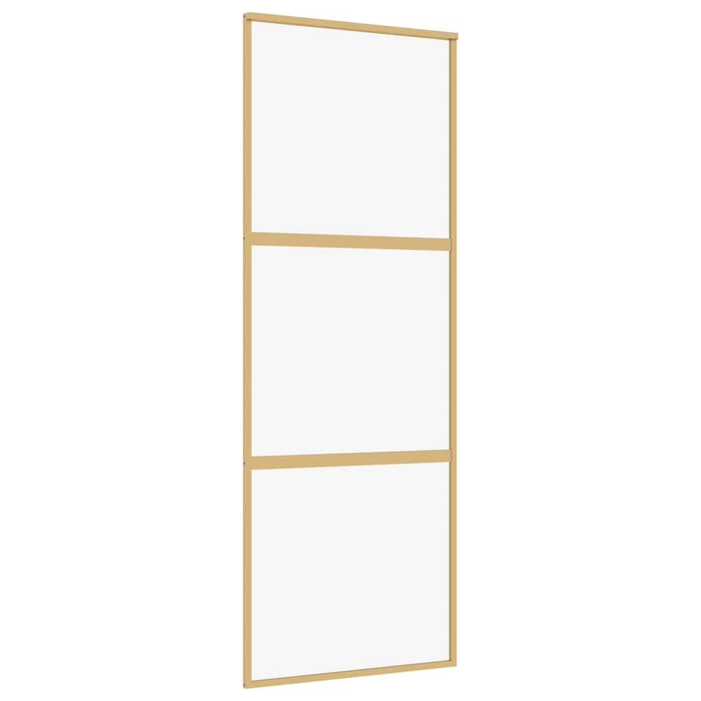 Vidaxl Sliding Porte 76x205 cm Verre ESG transparent et en aluminium or de couleur
