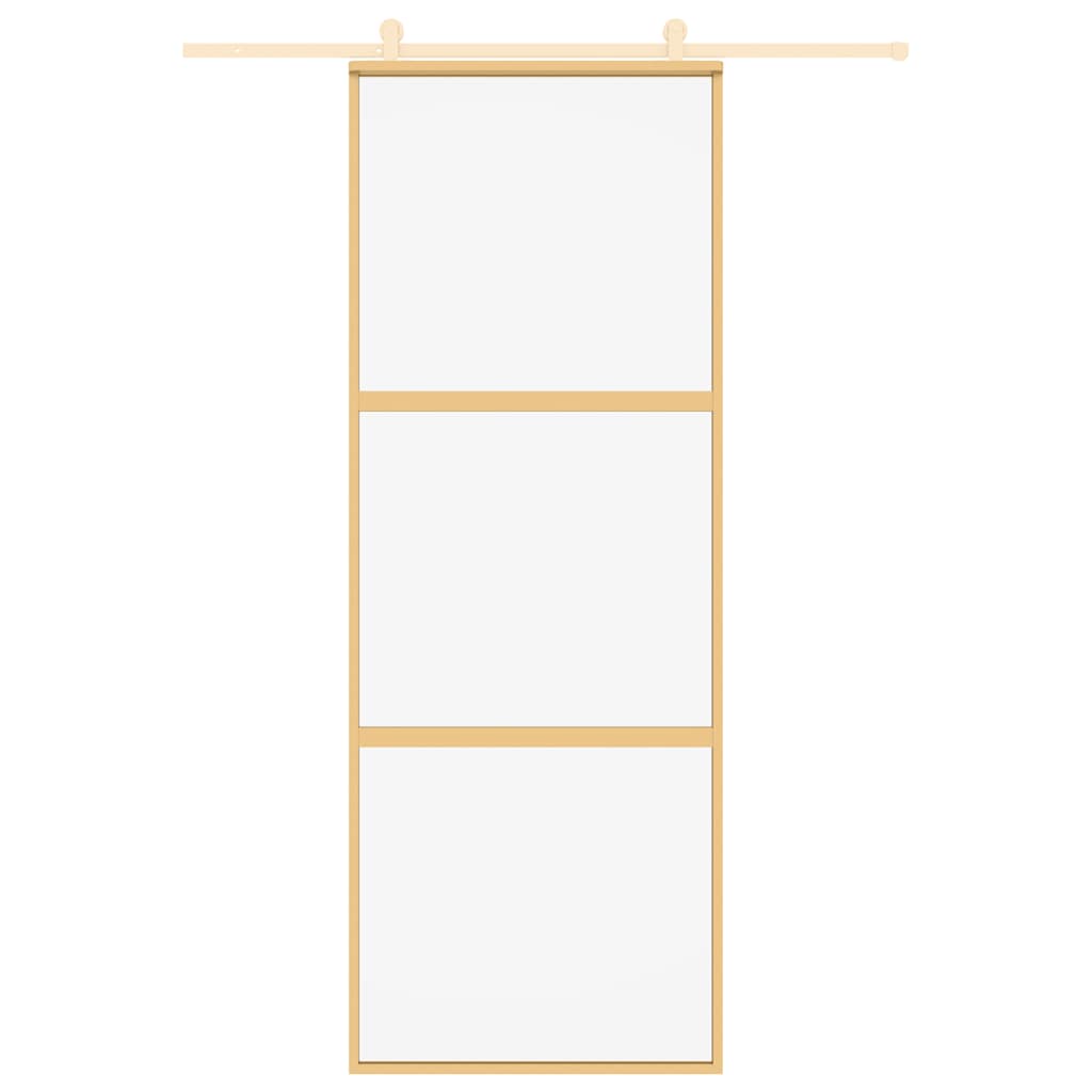 Vidaxl Sliding Porte 76x205 cm Verre ESG transparent et en aluminium or de couleur
