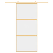 Vidaxl Sliding Porte 90x205 cm Verre ESG transparent et en aluminium or de couleur - afbeelding 3