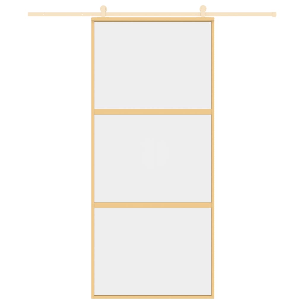 Vidaxl Sliding Porte 90x205 cm Verre ESG transparent et en aluminium or de couleur