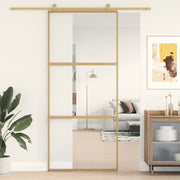 Vidaxl Sliding Porte 90x205 cm Verre ESG transparent et en aluminium or de couleur - afbeelding 1