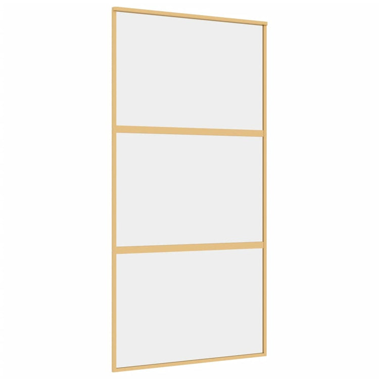 Vidaxl Sliding Porte 102.5x205 cm Verre ESG transparent et couleur or en aluminium