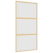 Vidaxl Porte coulissante 102.5x205 cm Verre ESG mate et aluminium or de couleur - afbeelding 2