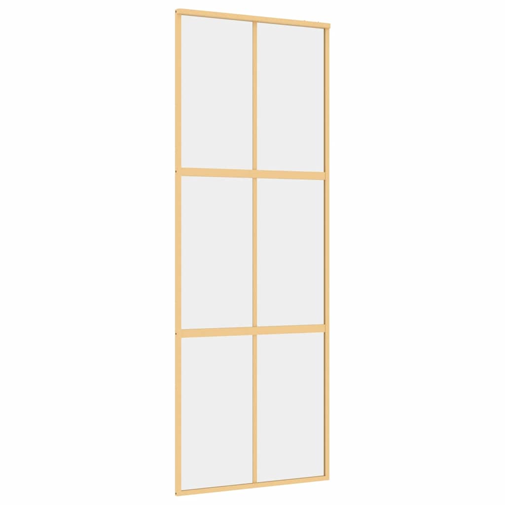 Vidaxl Sliding Porte 76x205 cm Verre ESG transparent et en aluminium or de couleur