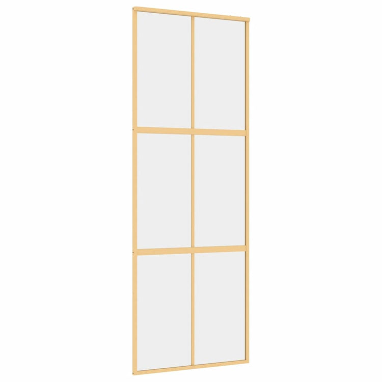 Vidaxl Sliding Porte 76x205 cm Verre ESG transparent et en aluminium or de couleur