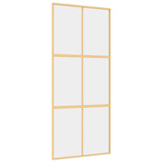 Vidaxl Sliding Porte 90x205 cm Verre ESG transparent et en aluminium or de couleur - afbeelding 2