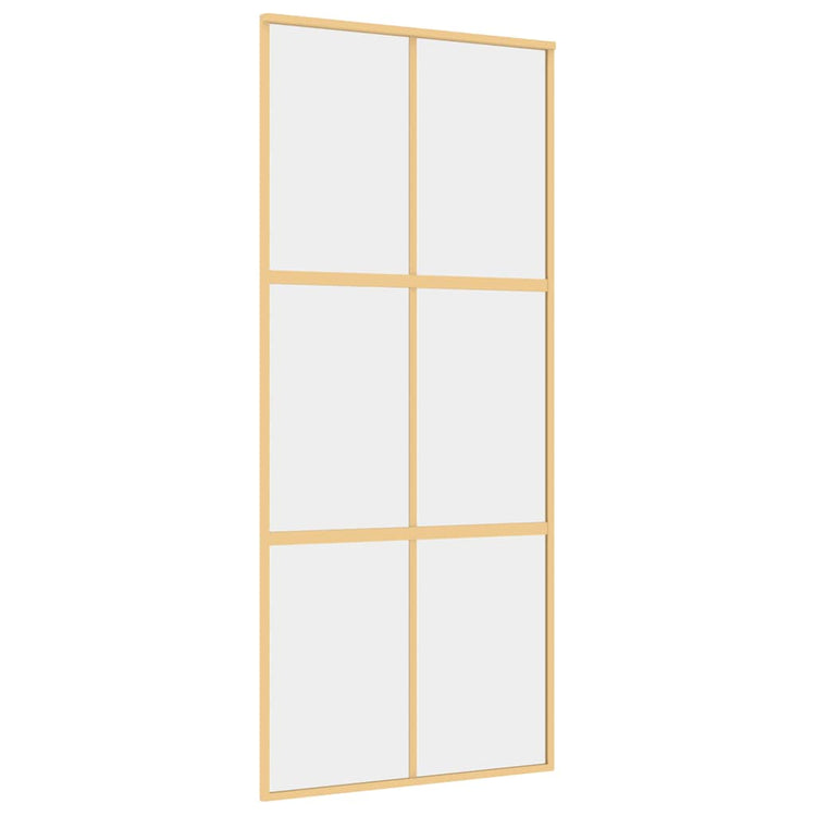 Vidaxl Sliding Porte 90x205 cm Verre ESG transparent et en aluminium or de couleur