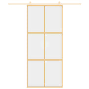 Vidaxl Sliding Porte 90x205 cm Verre ESG transparent et en aluminium or de couleur - afbeelding 3