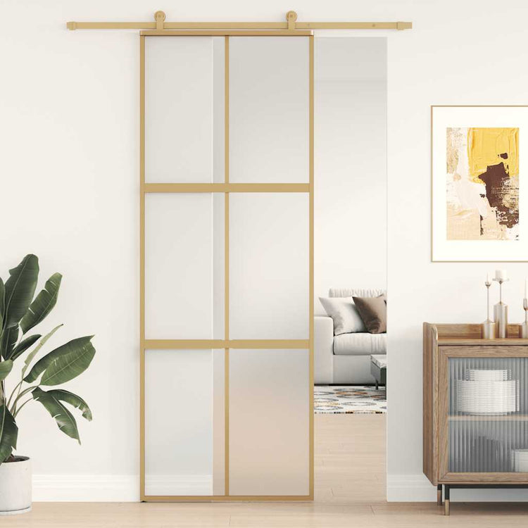 Vidaxx porte coulissante 76x205 cm verre ESG mat et aluminium doré