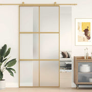 Vidaxl Porte coulissante 102.5x205 cm Verre ESG mate et aluminium or de couleur - afbeelding 1