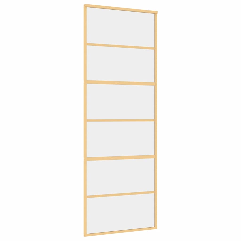Vidaxl Sliding Porte 76x205 cm Verre ESG transparent et en aluminium or de couleur