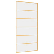 Vidaxl Sliding Porte 102.5x205 cm Verre ESG transparent et couleur or en aluminium - afbeelding 2