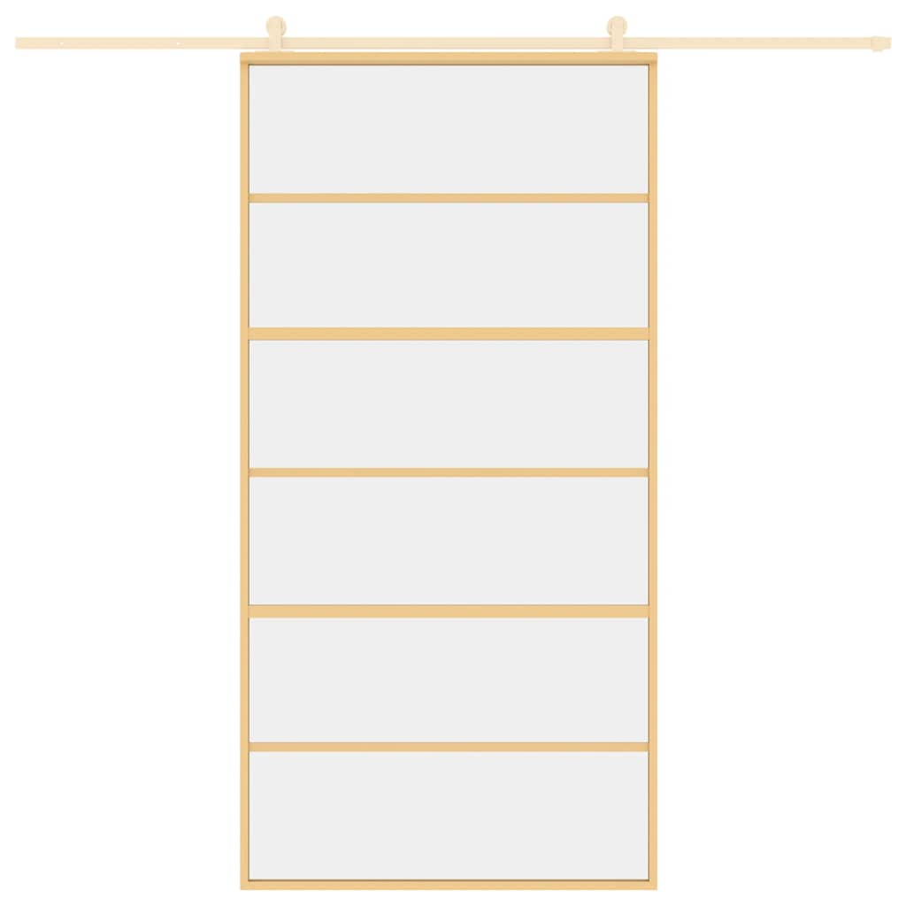 Vidaxl Sliding Porte 102.5x205 cm Verre ESG transparent et couleur or en aluminium