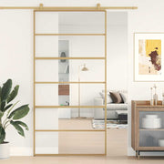 Vidaxl Sliding Porte 102.5x205 cm Verre ESG transparent et couleur or en aluminium - afbeelding 1