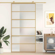 Vidaxx porte coulissante 102,5x205 cm verre ESG mat et aluminium doré - afbeelding 1