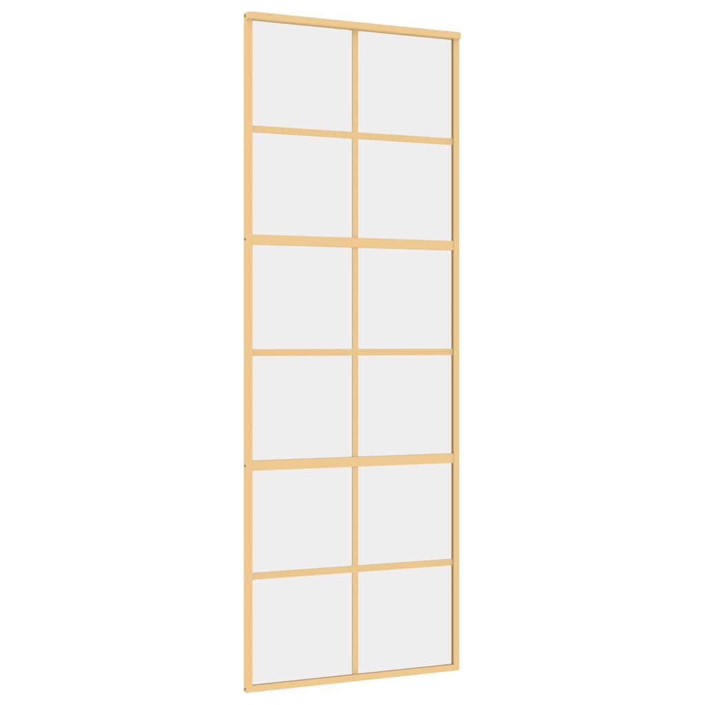 Vidaxl Sliding Porte 76x205 cm Verre ESG transparent et en aluminium or de couleur