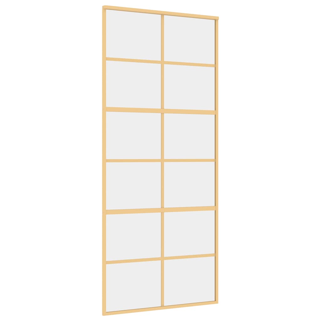 Vidaxl Sliding Porte 90x205 cm Verre ESG transparent et en aluminium or de couleur