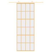 Vidaxl Sliding Porte 76x205 cm Verre ESG transparent et en aluminium or de couleur - afbeelding 3