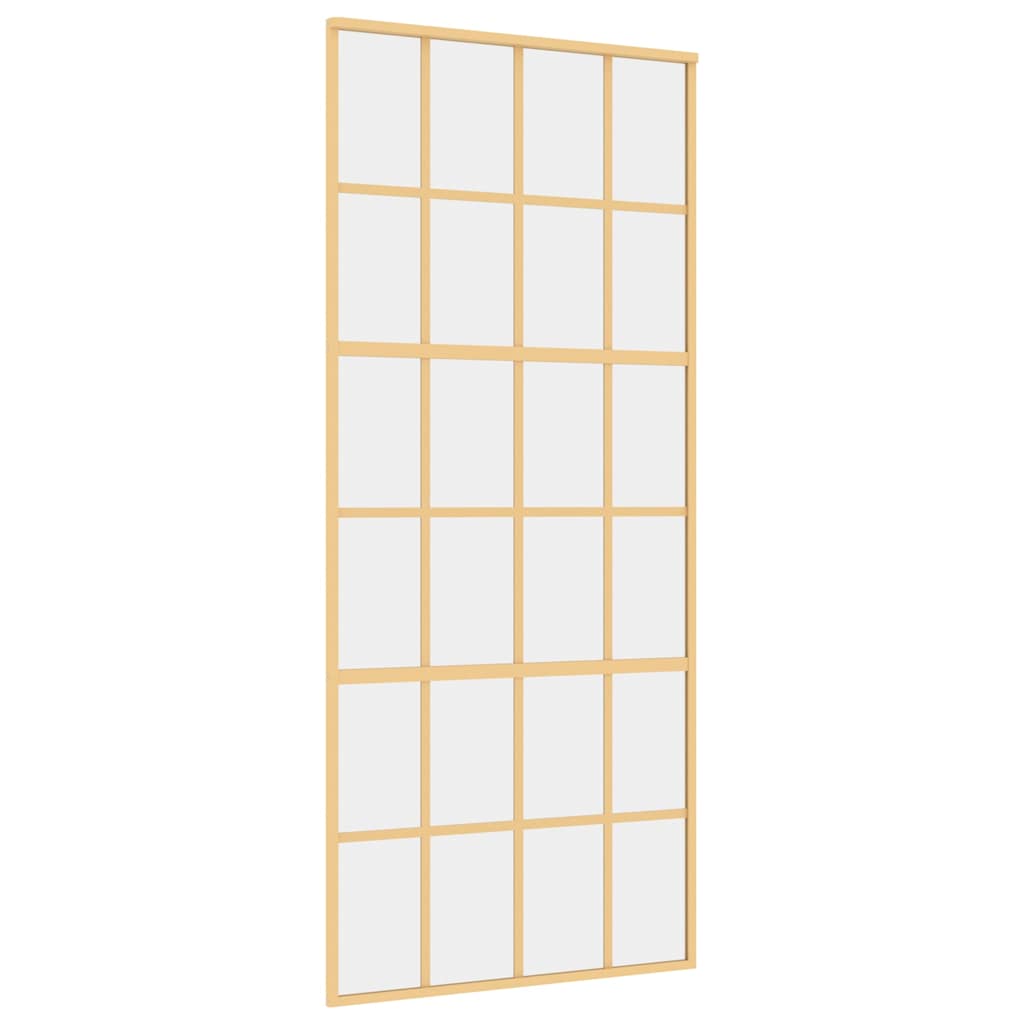 Vidaxl Sliding Porte 90x205 cm Verre ESG transparent et en aluminium or de couleur