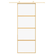 Vidaxl Sliding Porte 76x205 cm Verre ESG transparent et en aluminium or de couleur - afbeelding 3
