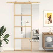 Vidaxl Sliding Porte 76x205 cm Verre ESG transparent et en aluminium or de couleur - afbeelding 1