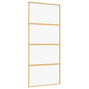 Vidaxl Sliding Porte 90x205 cm Verre ESG transparent et en aluminium or de couleur - afbeelding 2