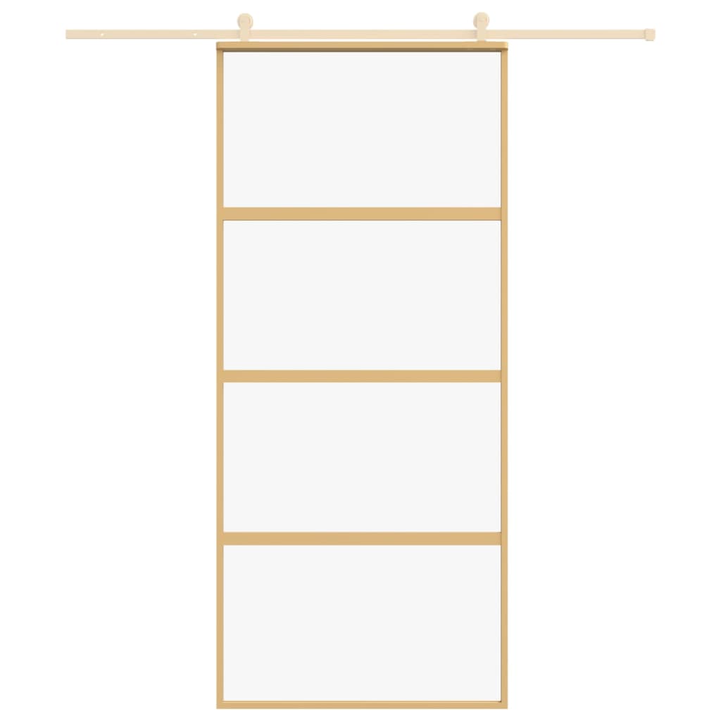 Vidaxl Sliding Porte 90x205 cm Verre ESG transparent et en aluminium or de couleur