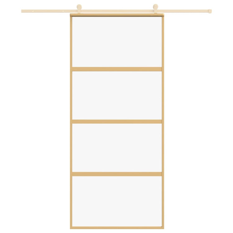 Vidaxl Sliding Porte 90x205 cm Verre ESG transparent et en aluminium or de couleur