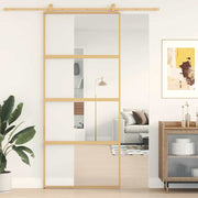Vidaxl Sliding Porte 90x205 cm Verre ESG transparent et en aluminium or de couleur - afbeelding 1
