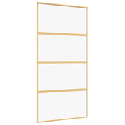 Vidaxx porte coulissante 102,5x205 cm verre ESG clair et aluminium couleur or - afbeelding 2