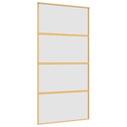 Vidaxl Porte coulissante 102.5x205 cm Verre ESG mate et aluminium or de couleur - afbeelding 2