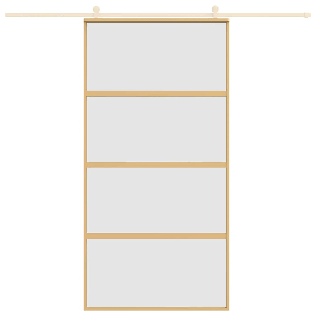 Vidaxl Porte coulissante 102.5x205 cm Verre ESG mate et aluminium or de couleur
