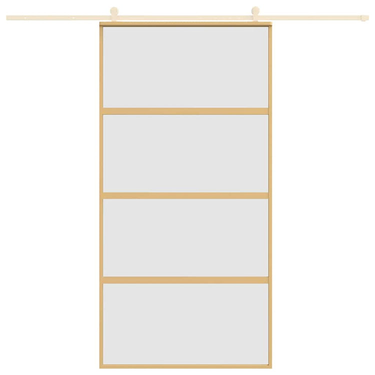 Vidaxl Porte coulissante 102.5x205 cm Verre ESG mate et aluminium or de couleur