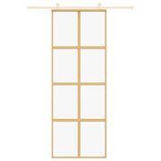 Vidaxl Sliding Porte 76x205 cm Verre ESG transparent et en aluminium or de couleur - afbeelding 3