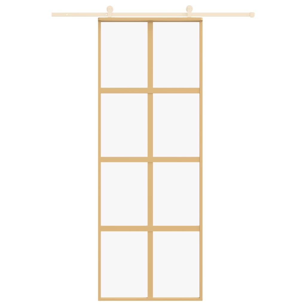 Vidaxl Sliding Porte 76x205 cm Verre ESG transparent et en aluminium or de couleur